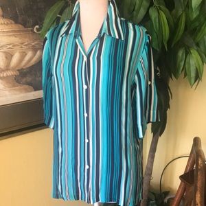 Striped Lightweight Blouse 100% Silk